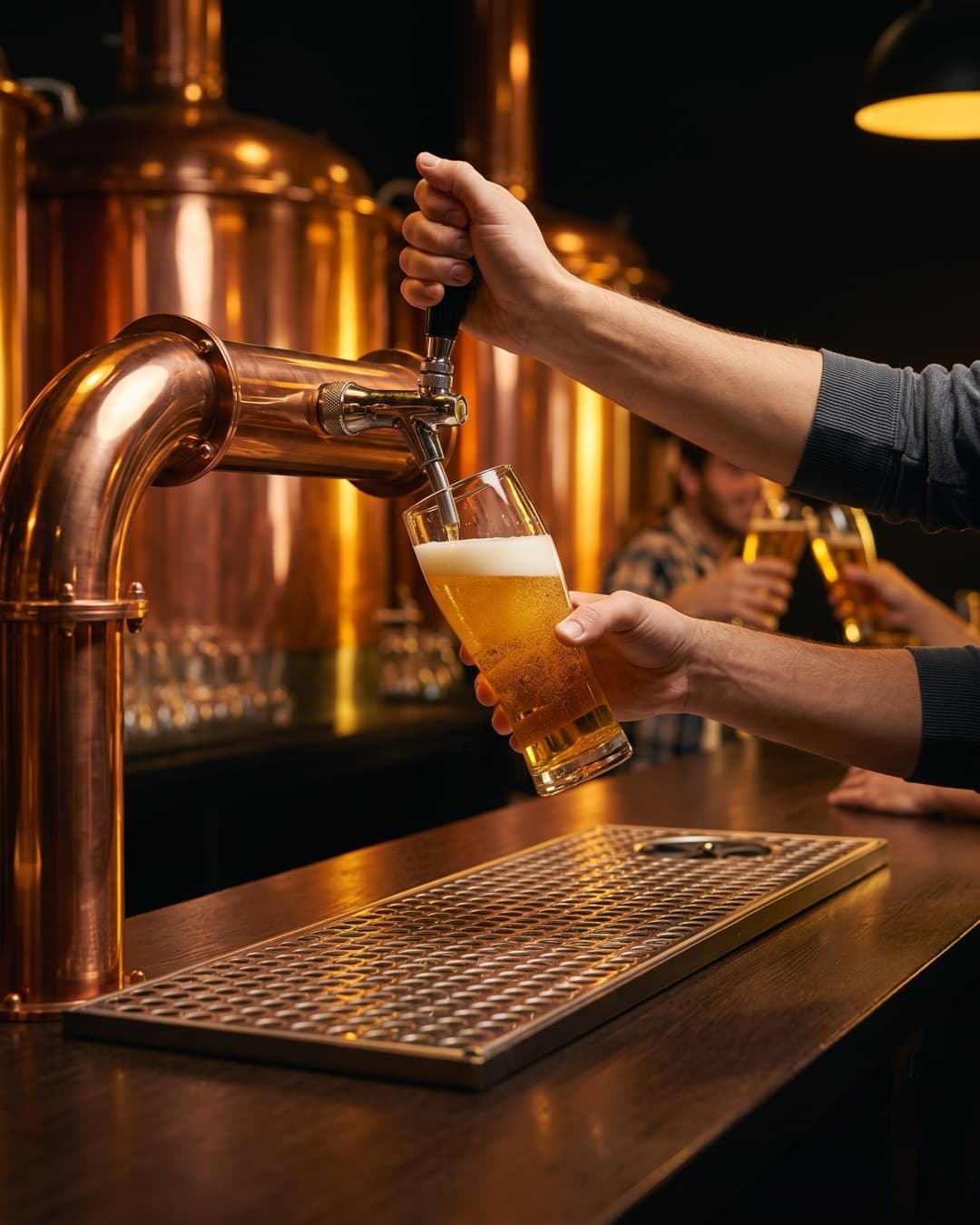 Točené pivo na baru pivovaru