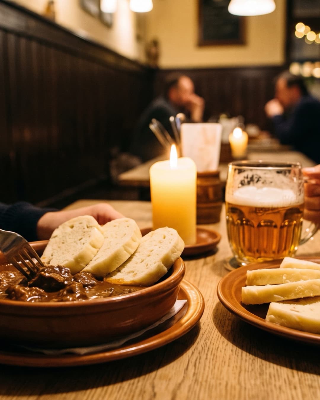 Guláš s knedlíkem a pivo