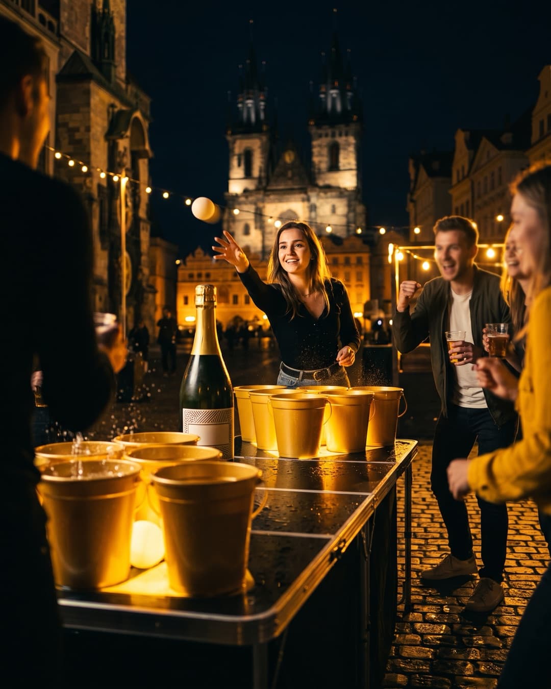 Hod míčem do sudu s proseccem